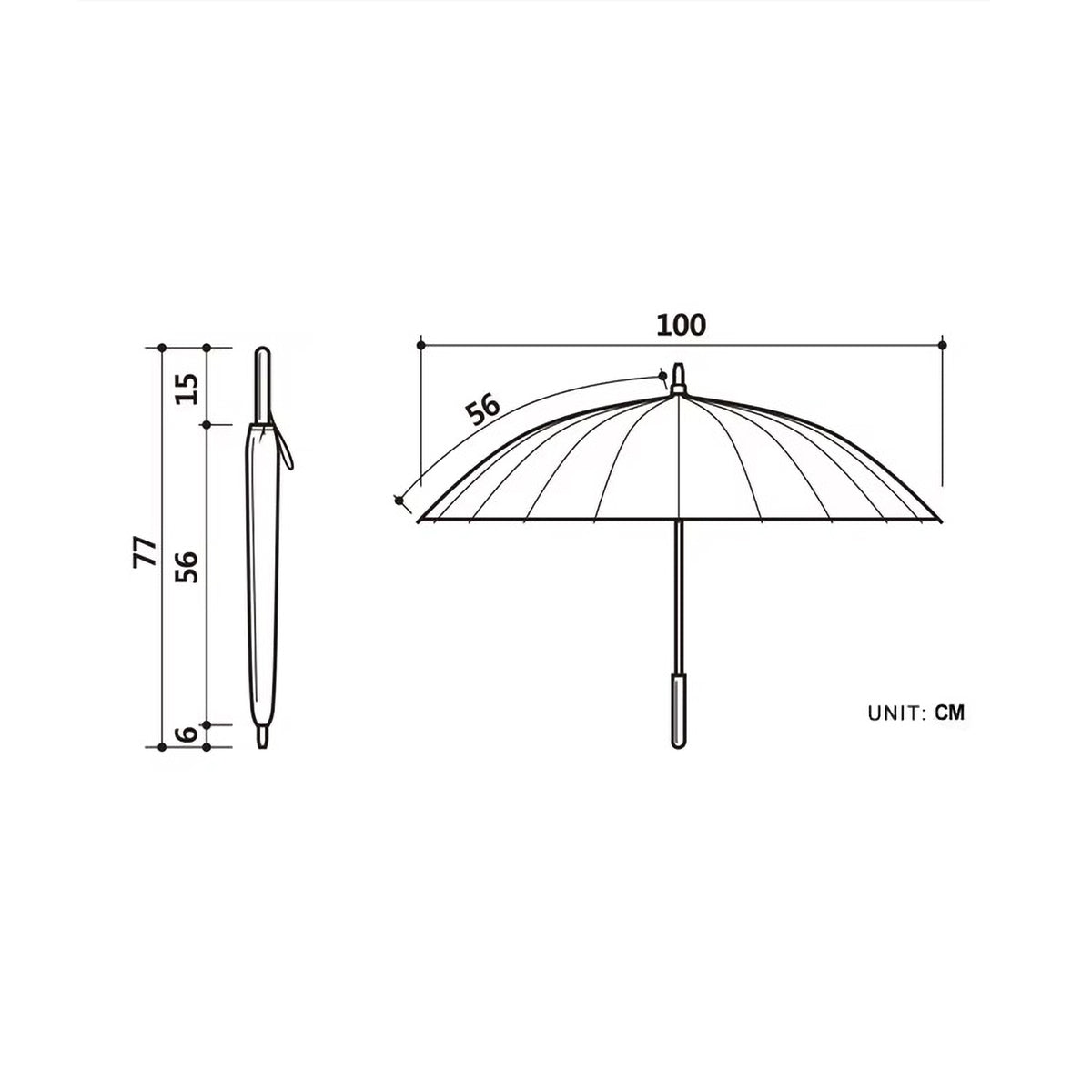 Sorélane Contour - Parapluie long à poignée droite brune