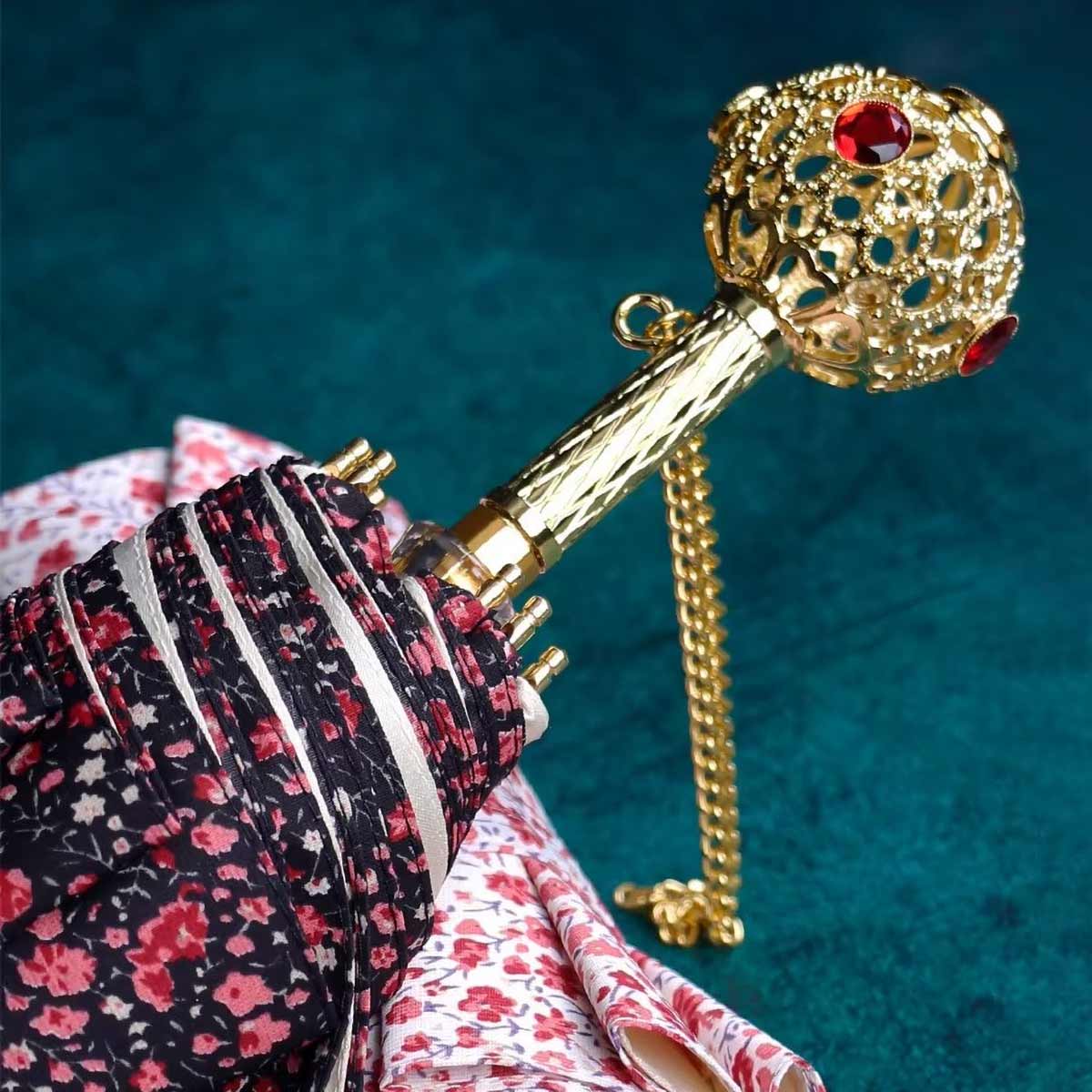 Sorélane Floraison - Parapluie pliant floral à pommeau ajouré