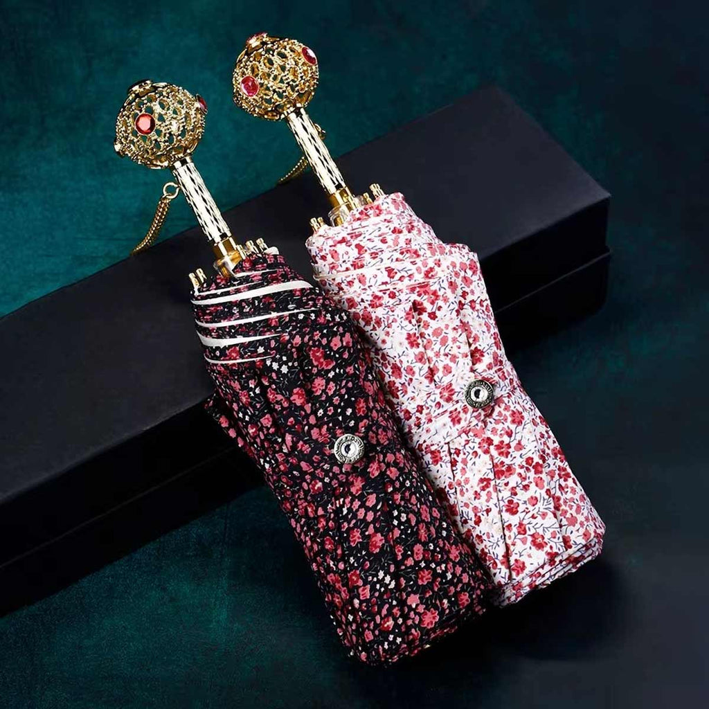 Sorélane Floraison - Parapluie pliant floral à pommeau ajouré