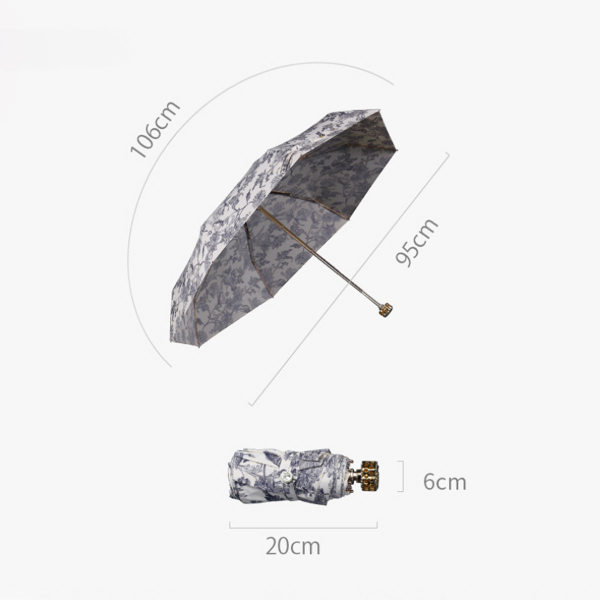 Sorélane Florilège - Parapluie pliant imprimé à pommeau floral