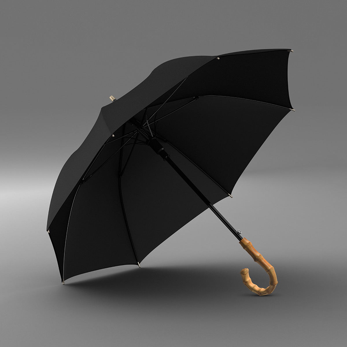 Sorélane Courbe : parapluie noir ouvert.