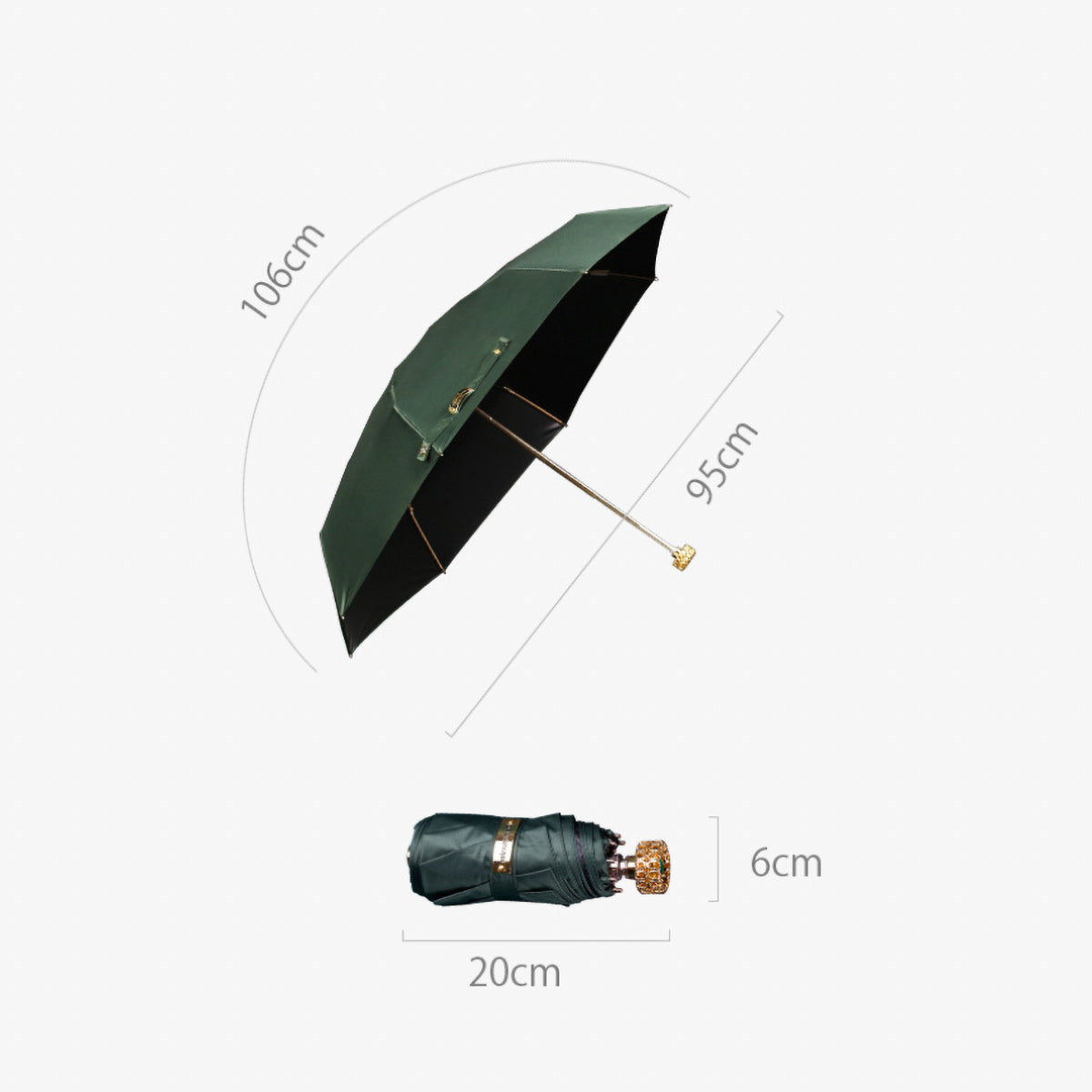 Sorélane Éclat - Parapluie pliant à pommeau couronne