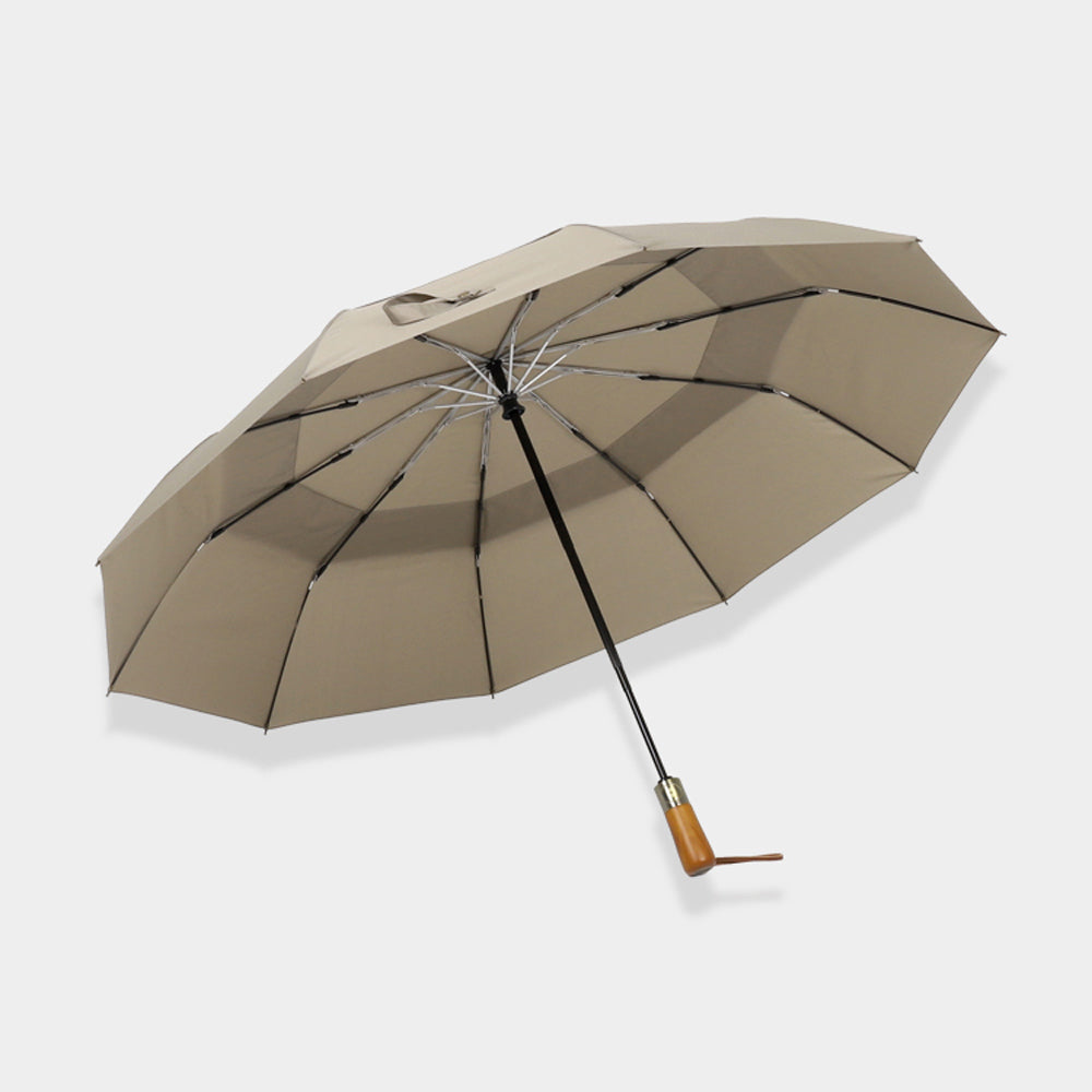 Sorélane Relief - Parapluie pliant à poignée ambrée et bague bronze