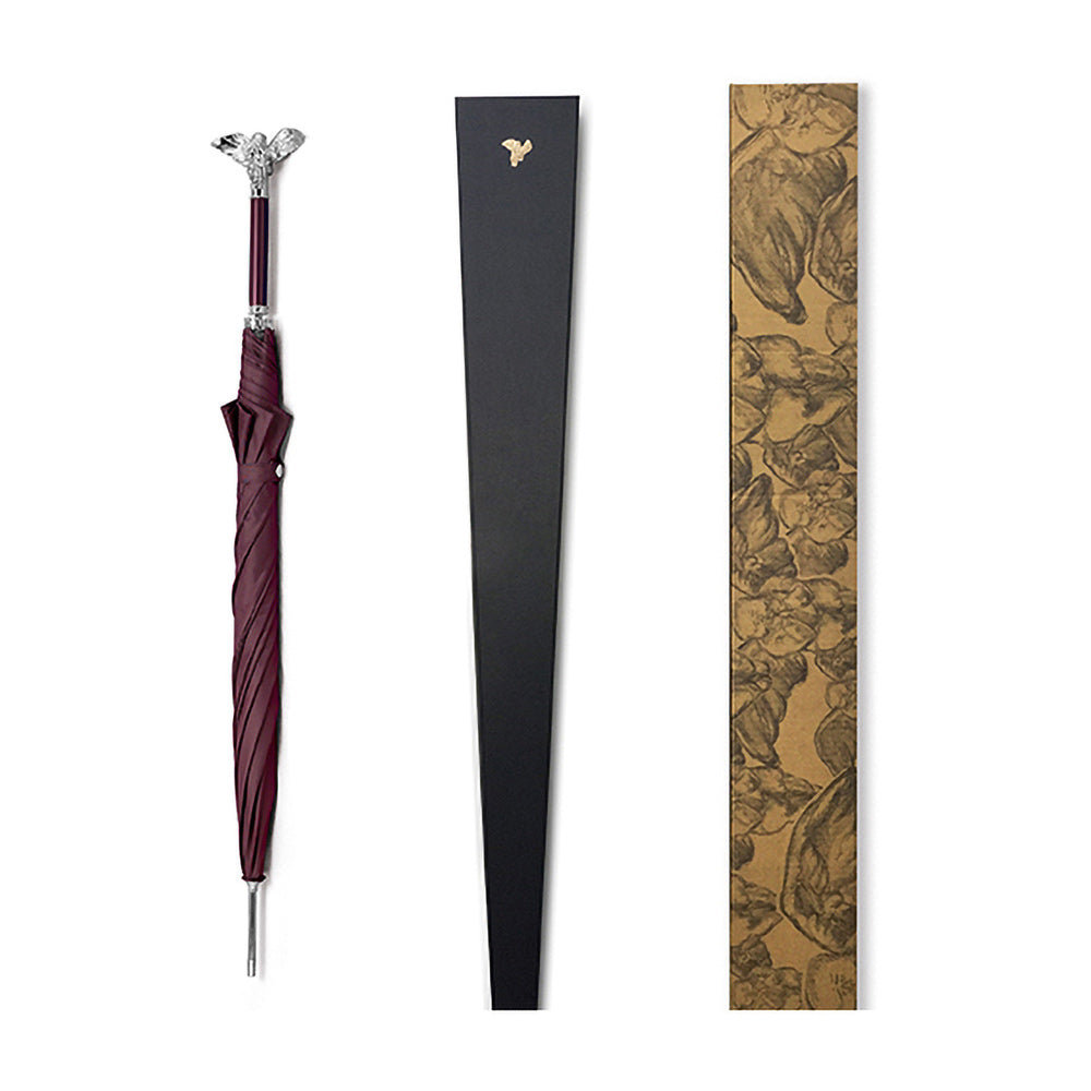 Sorélane Messager - Parapluie long bordeaux à figure ailée