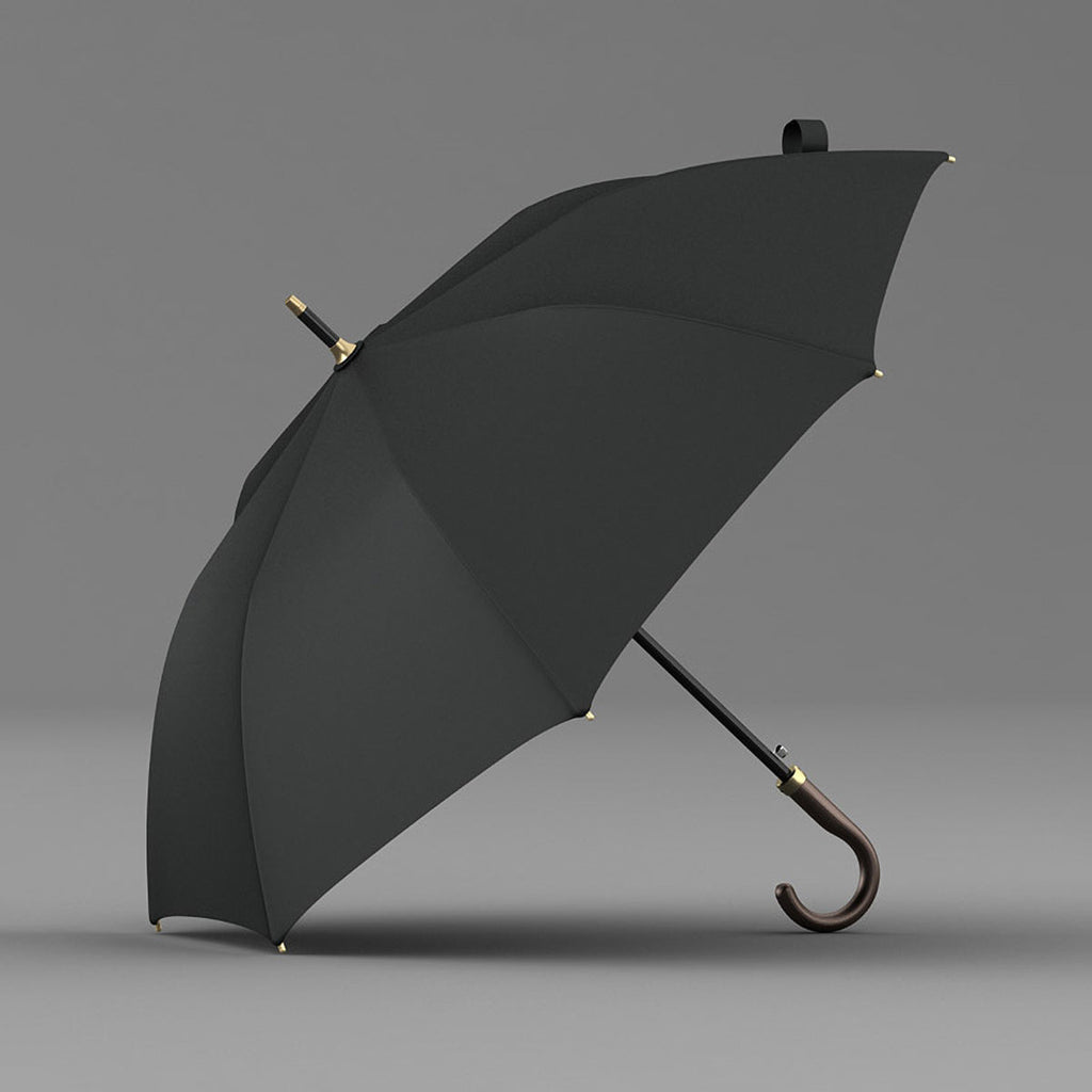 Sorélane Épure : parapluie noir ouvert.