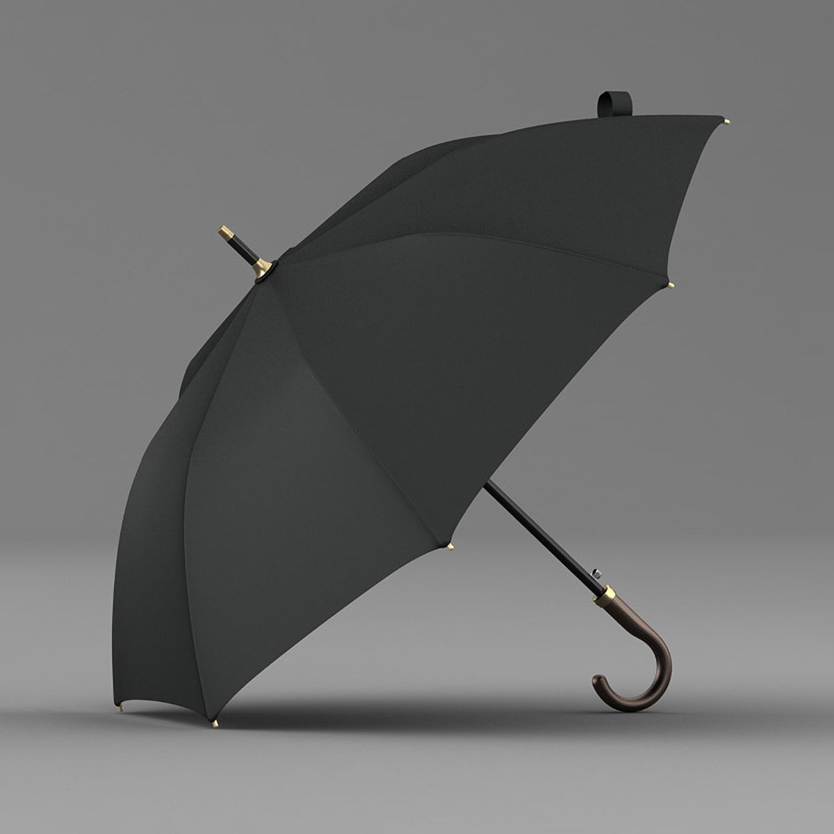 Sorélane Épure : parapluie noir ouvert. Image