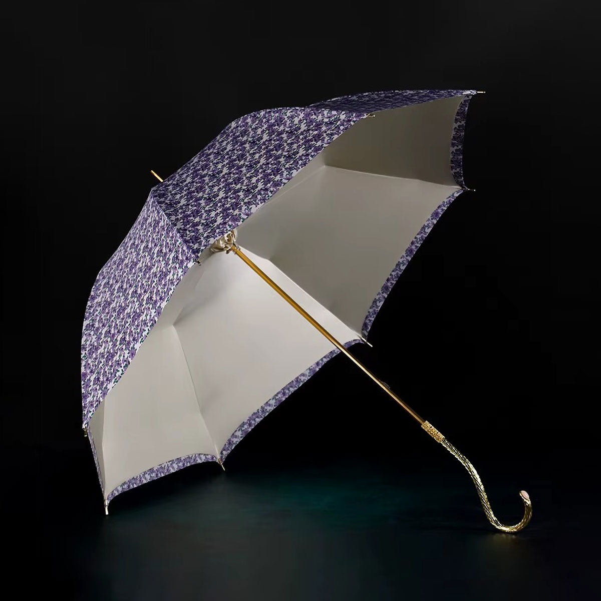 Sorélane Violette : toile florale violette et intérieur clair ouverts.