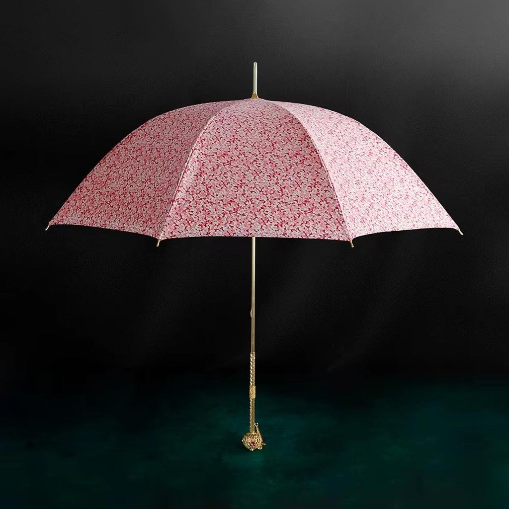 Sorélane Pivoine - Parapluie floral rose à pommeau ajouré