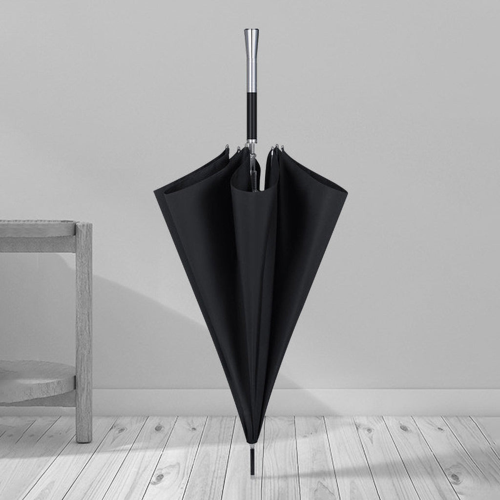 Sorélane Trait - Parapluie long noir à finitions argentées