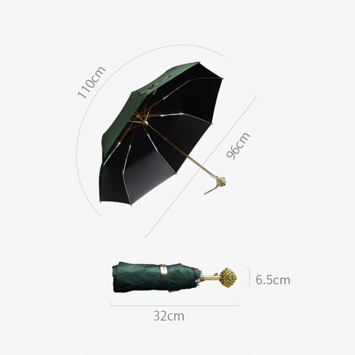 Sorélane Scintille - Parapluie pliant uni à pommeau ajouré