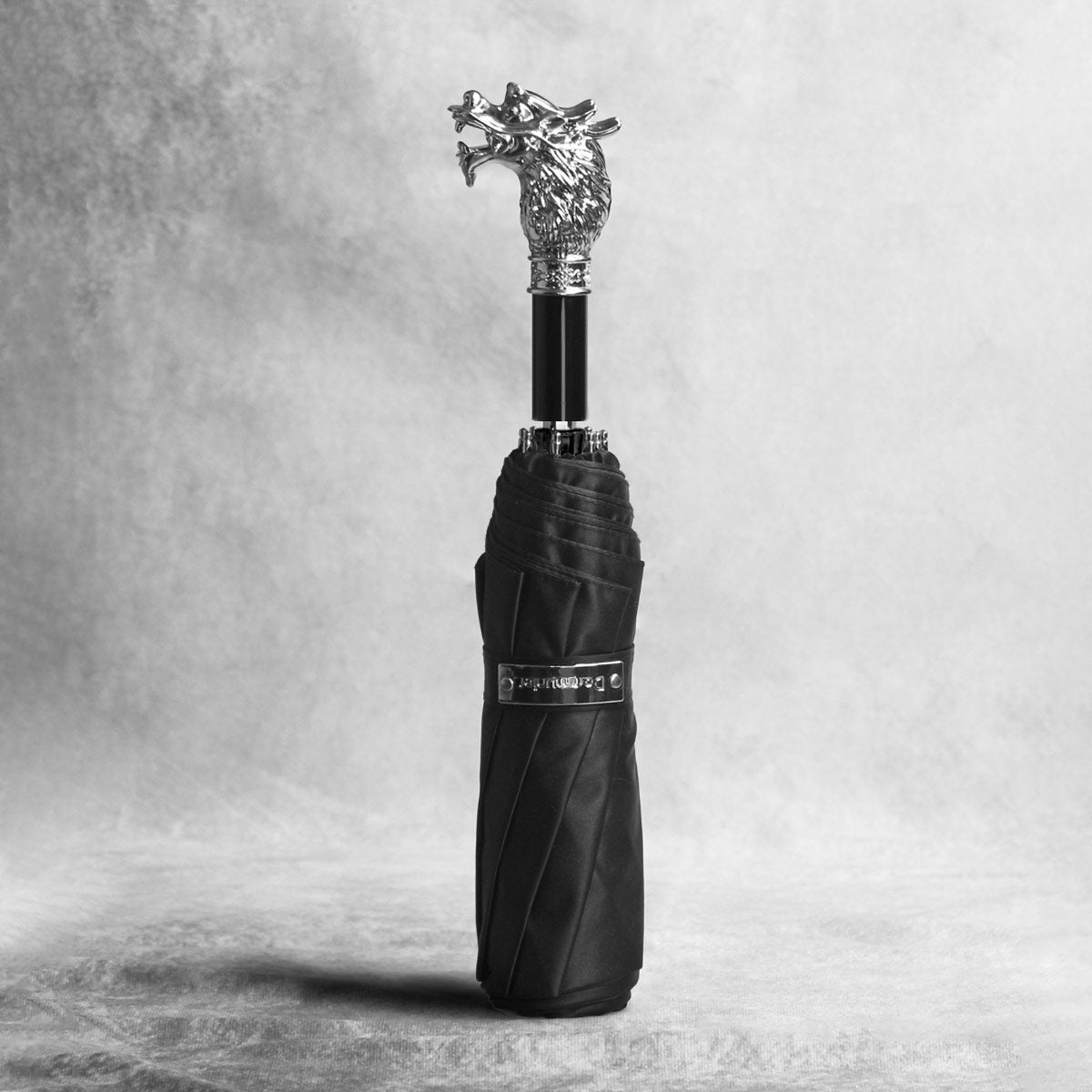 Sorélane Bestiaire - Parapluie pliant noir à poignées animalières