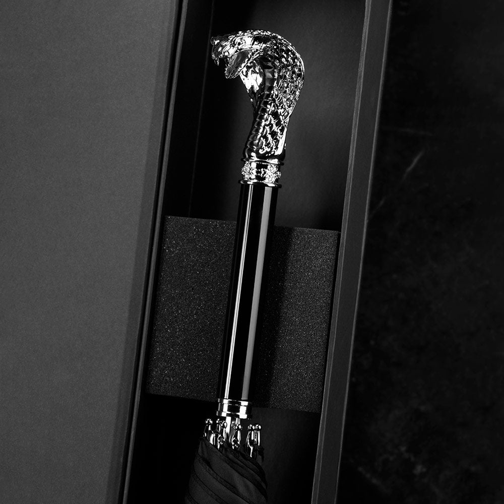 Sorélane Vigilance - Parapluie long noir à poignée cobra