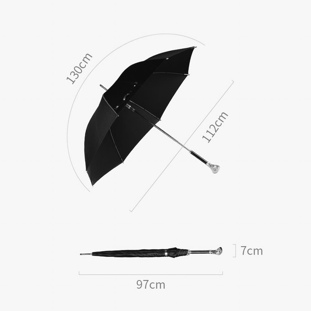 Sorélane Vigilance - Parapluie long noir à poignée cobra