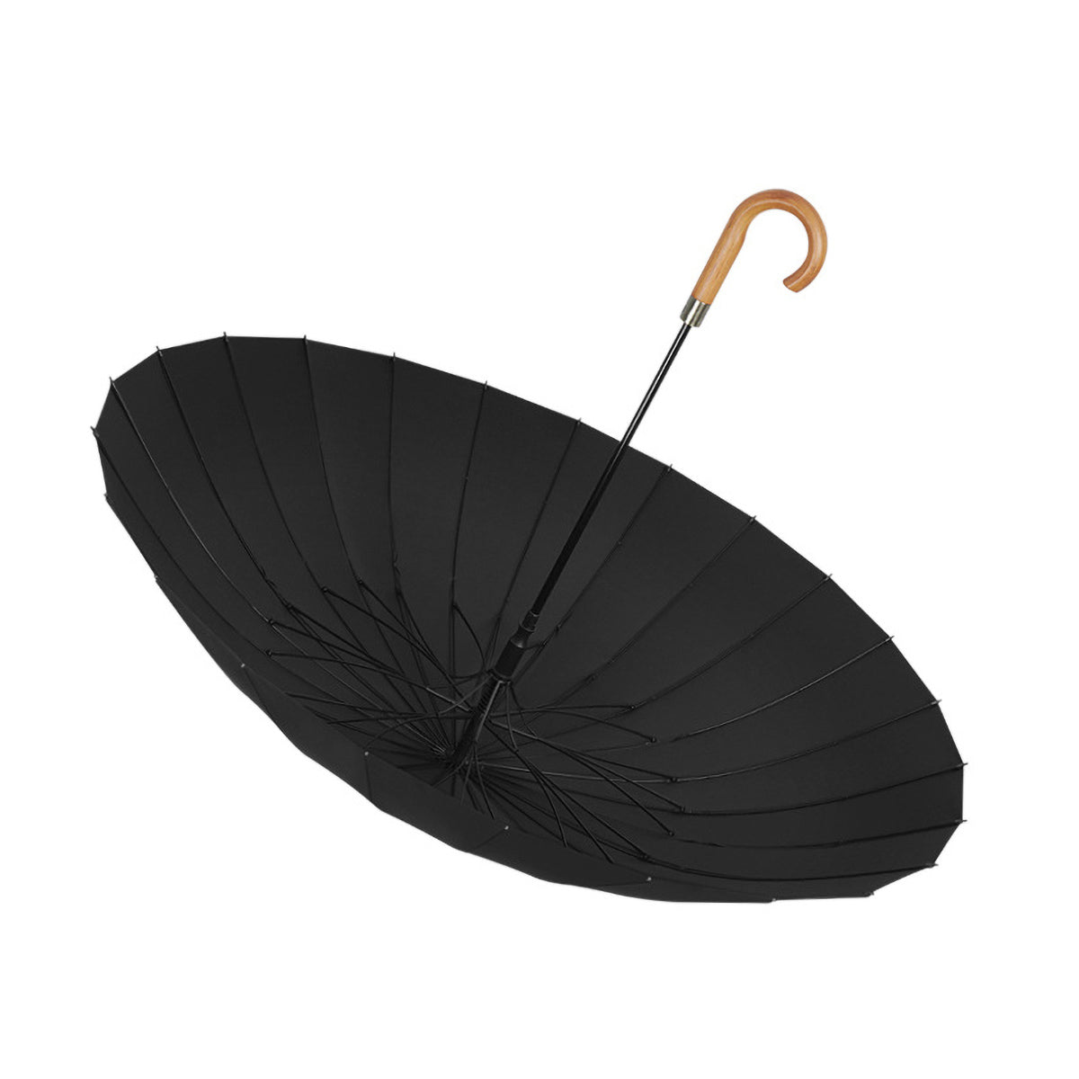 Sorélane Cadence : parapluie noir ouvert et structure rayonnante.