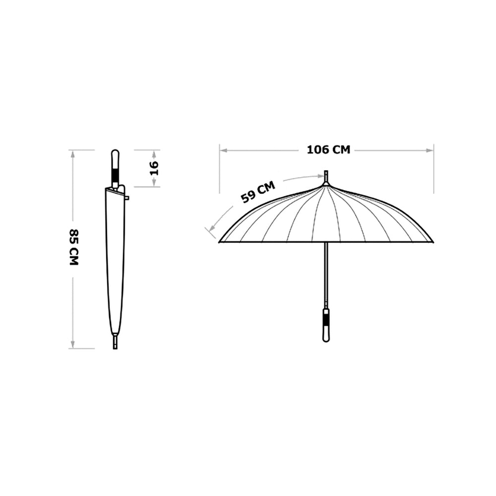 Sorélane Trame - Parapluie long noir à poignée à bande sombre